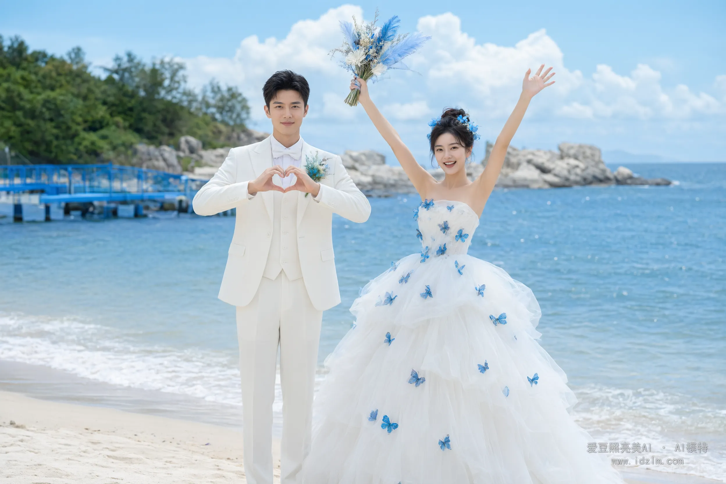 清新海边婚纱照